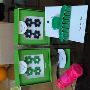 Kate Spade New York x Target Bundle Earrings, Hair Clips, Lipstick Bag Charm NWT